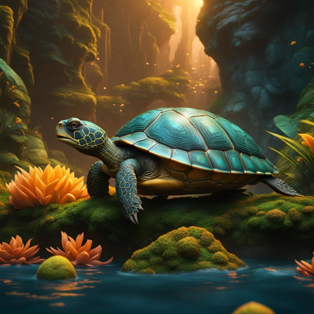 Mango Turtle Fantasy Concept Art in 8k