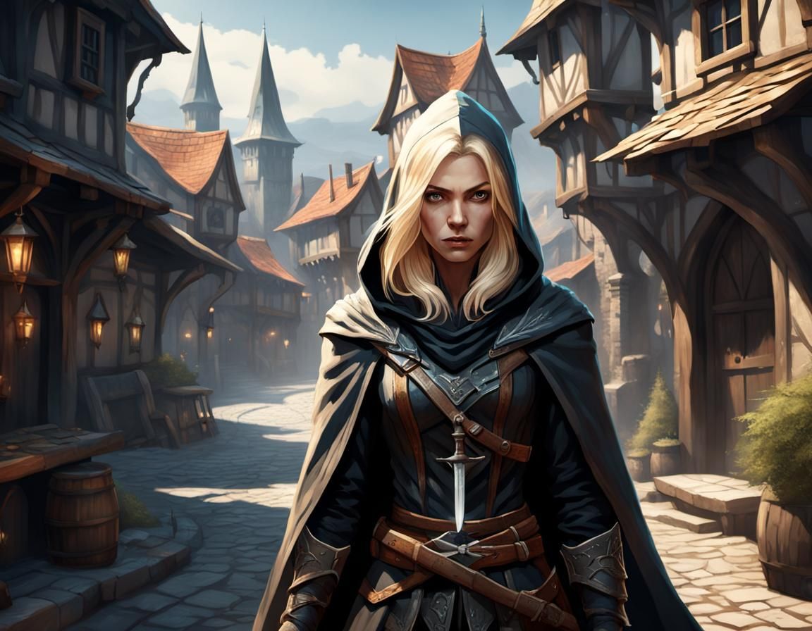 Fantasy Assassin in Cloak, 8k Concept Art
