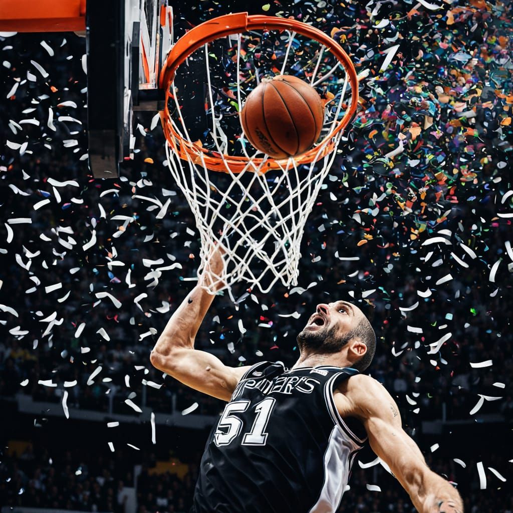 Manu Ginóbili Dunking in Vibrant Sports Photography