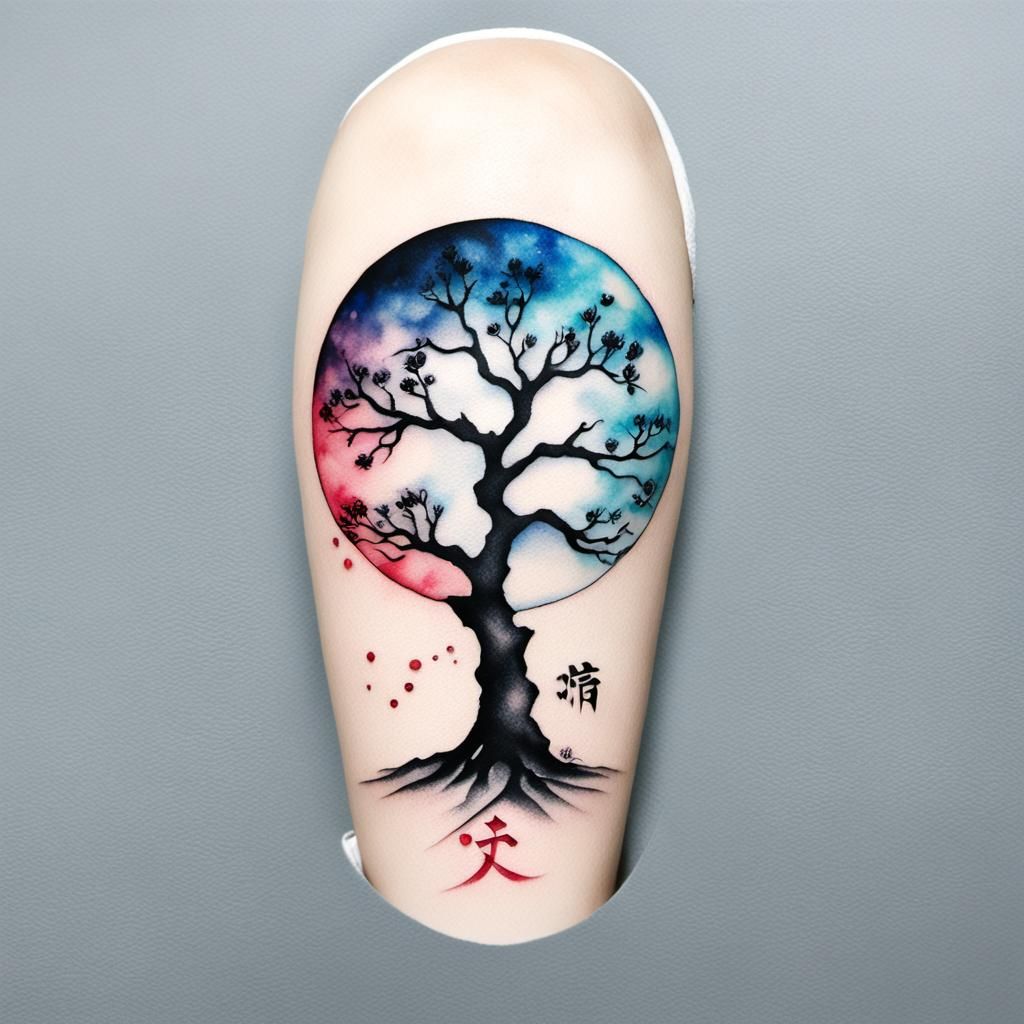 Yggdrasil Tree of Life Tattoo in Japanese Ink