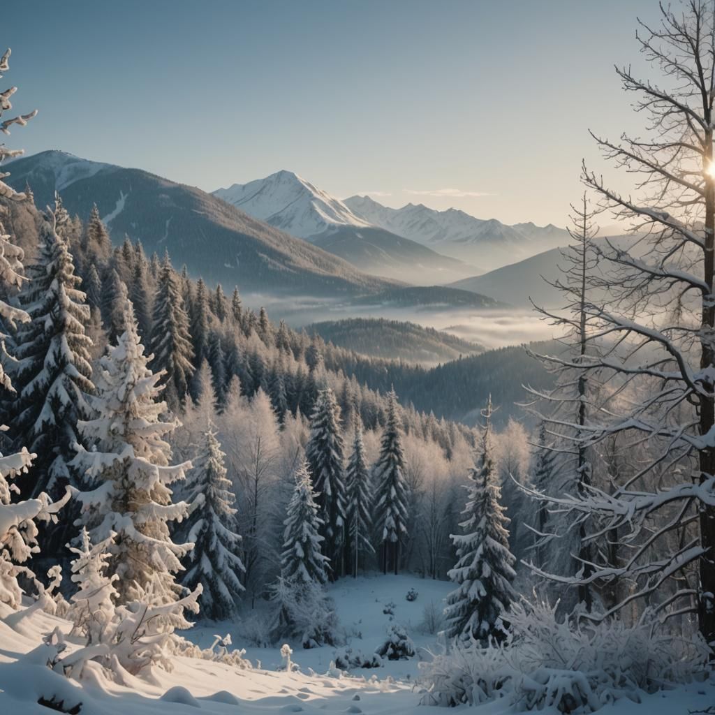 Serene Winter Landscape with Snowfall