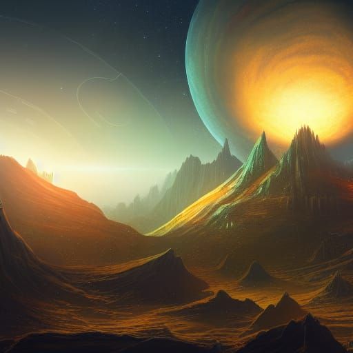 Fantastical Astronomical Cheese in Detailed Matte Painting