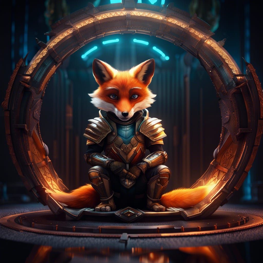 Armored Fox in Infinity Mirror: Fantasy Art