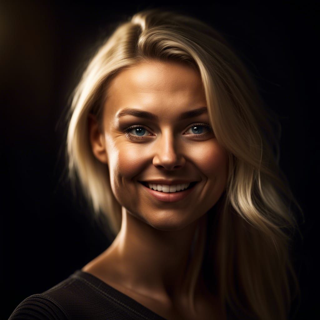 Smiling Blonde Woman Portrait with Realistic Detail