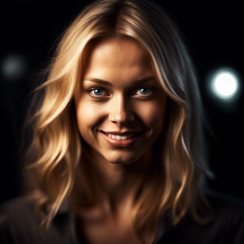 Beautiful Blonde Woman Portrait with Realistic Texture
