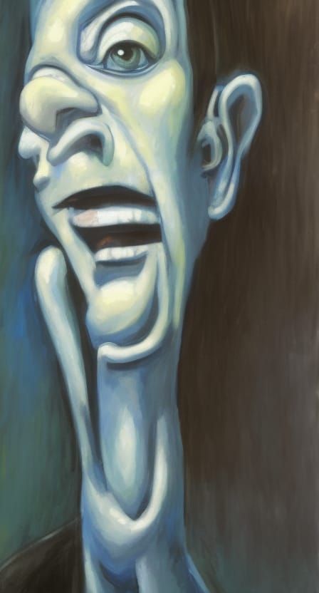 Blue Alien Creature in Expressionist Oil Painting