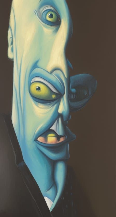 Scary Blue Alien Creature in Business Suit