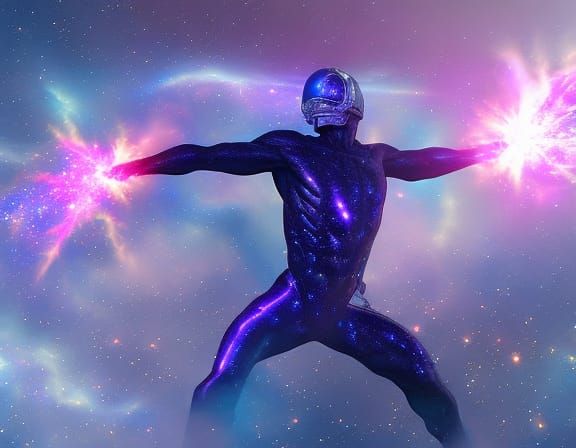 Gigantic Intergalactic Deity in Cosmic Illustration