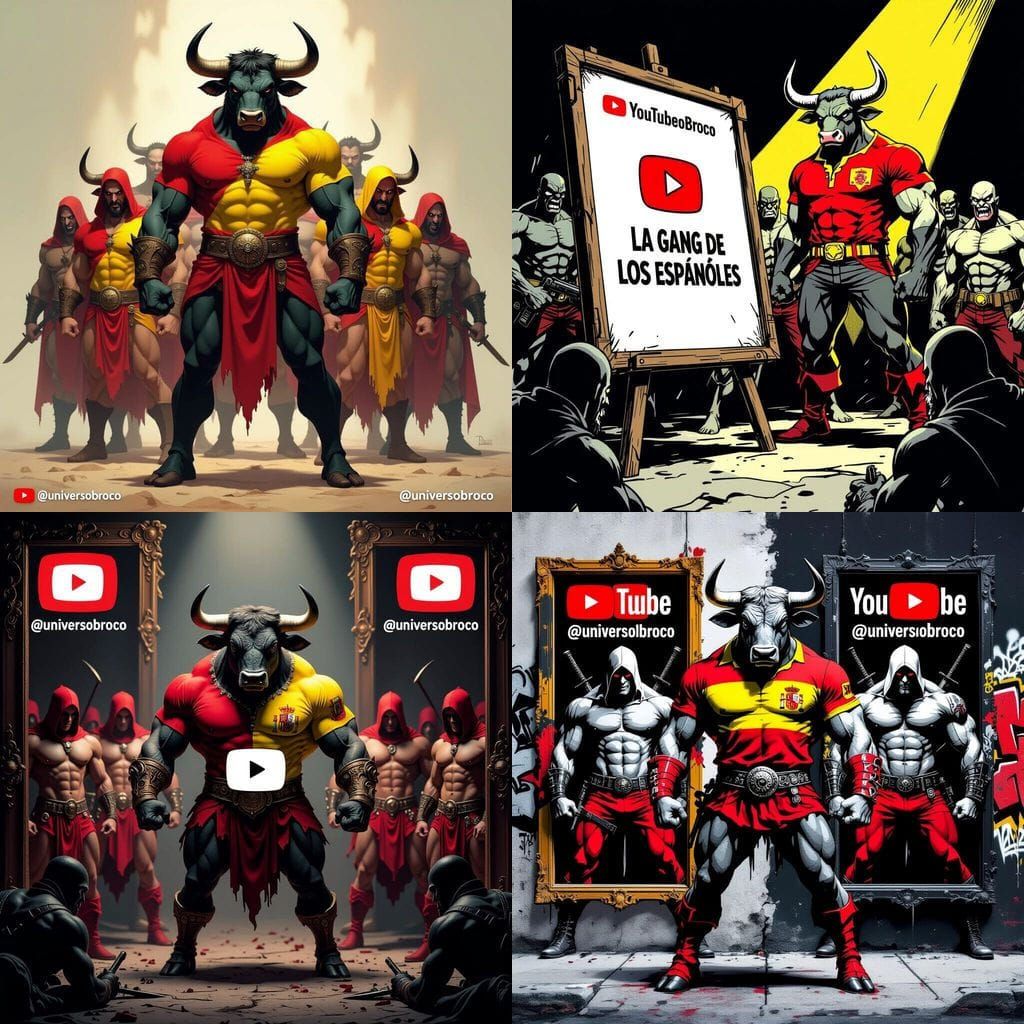 Spanish Minotaur Warrior and Crew in Red and Yellow