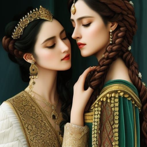 Medieval Queens Embrace: A Hyperdetailed Fantasy Portrait