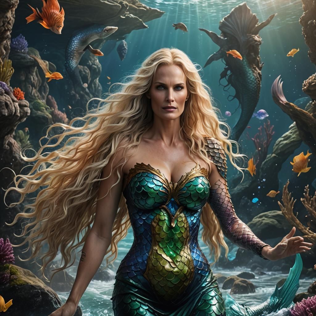 Blonde Mermaid Fantasy Art in 8K Resolution