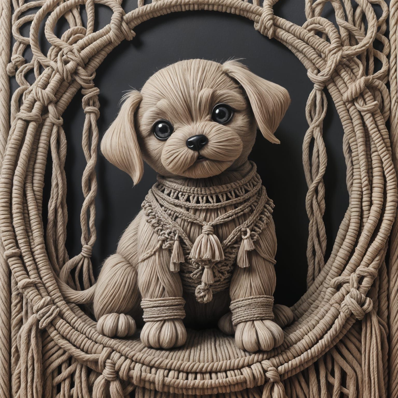Macrame Puppy Sculpture