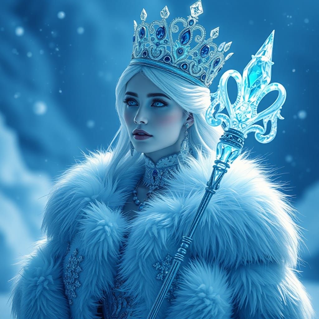 Ice Queen in Winter Landscape, Digital Art