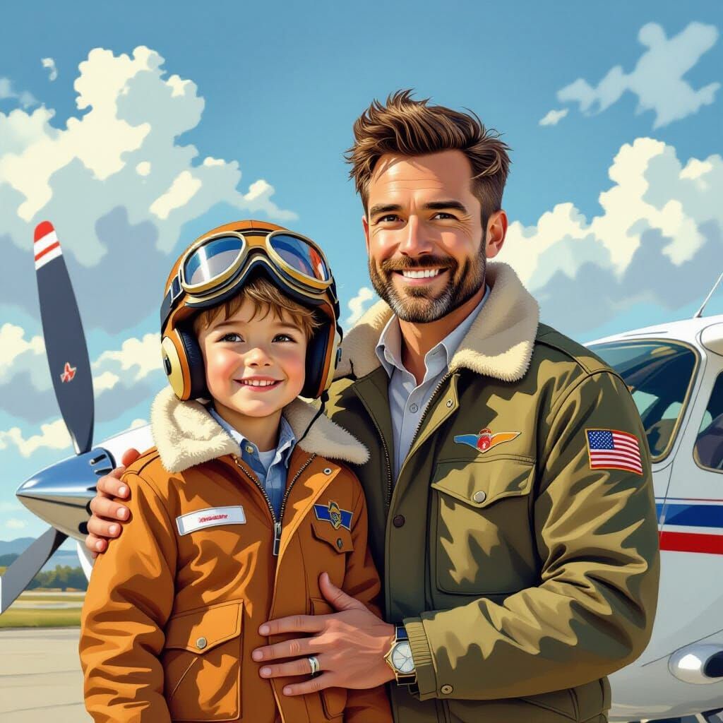 Boy's Aviation Dream: A Miyazaki-esque Scene