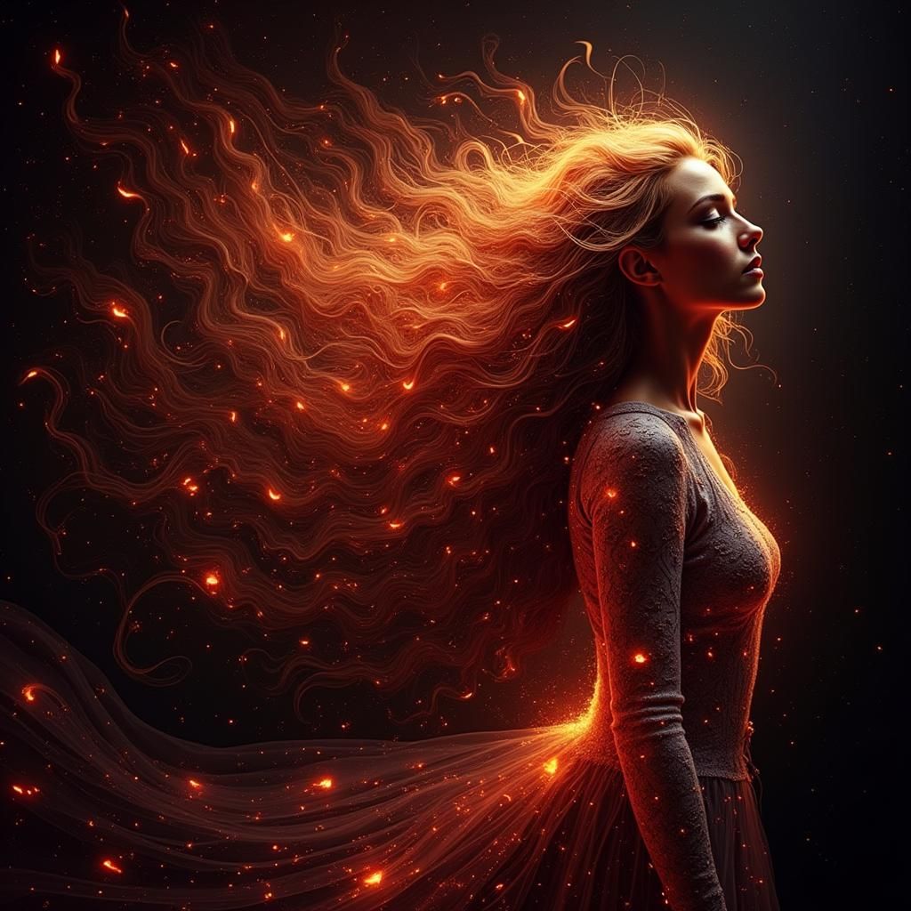 Woman in Flames: A Digital Painting