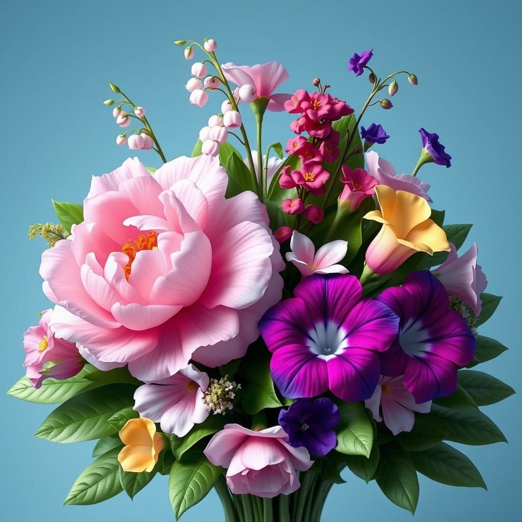 Fantastical Floral Bouquet in Gradient Blue