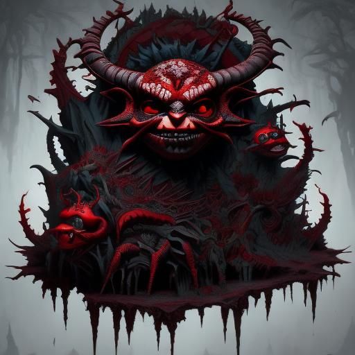 Detailed Demon Matte Painting in Rococo Horrorcore Style