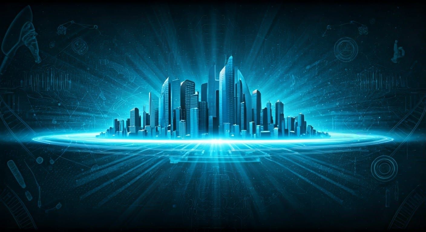 Futuristic Cityscape Celebrating Scientific Innovation