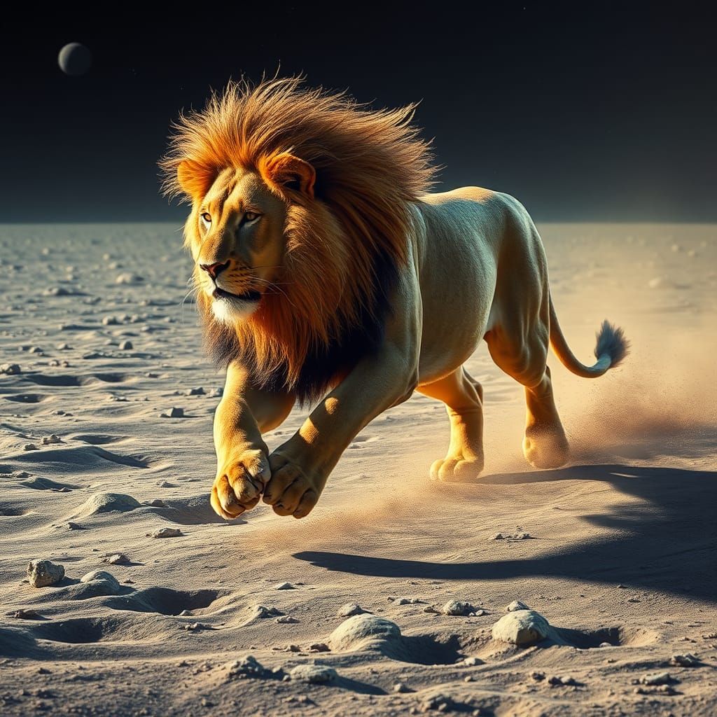 Lion Runs on the Moon, Digital Art