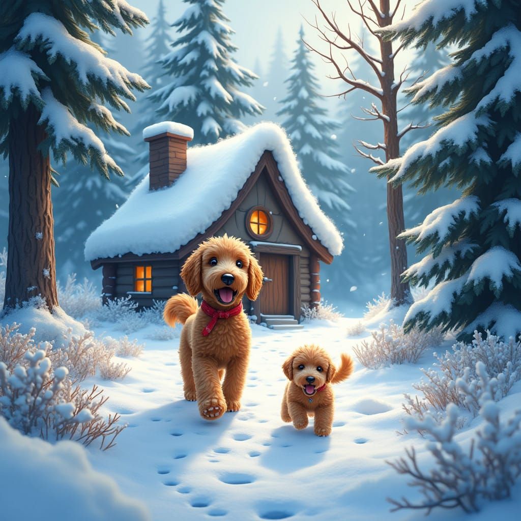 Golden Moments in Enchanted Snowy Landscapes