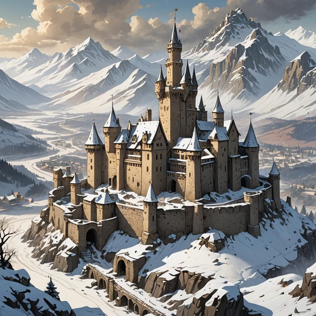 Detailed Line Art: Castle Siege and Field Hospital