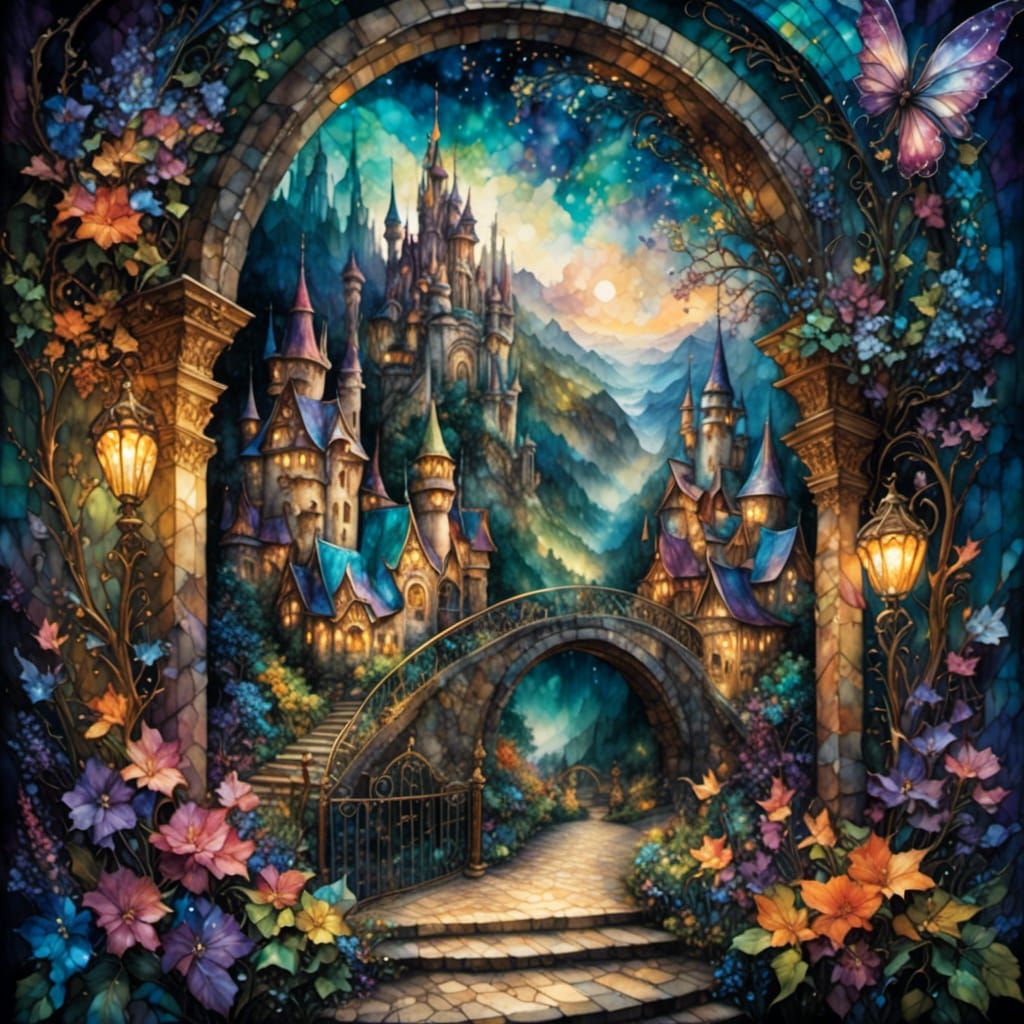 Mystical Fairy Land Chalk Art Mural