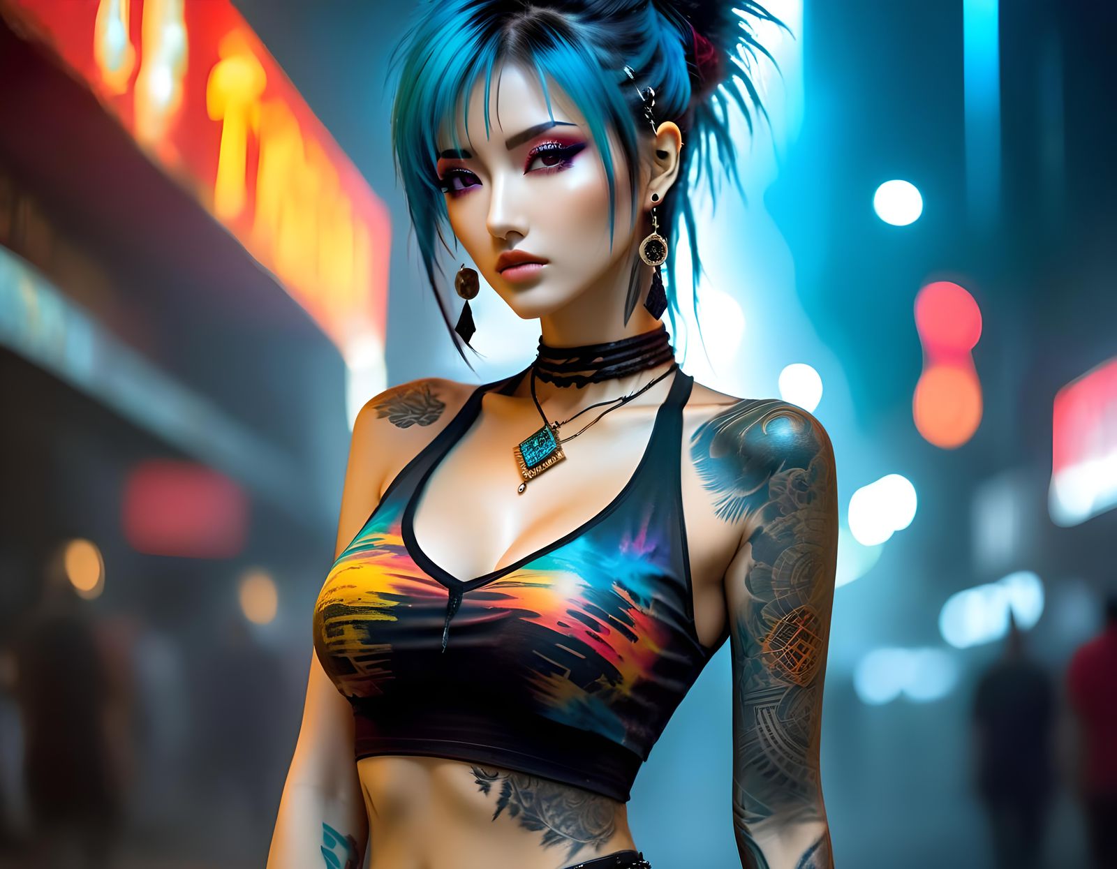 Trippy Goth Girl in a Psychedelic Wonderland