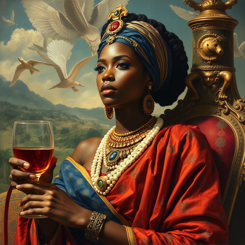 Nilotic Princess in Opulent Futurism Art