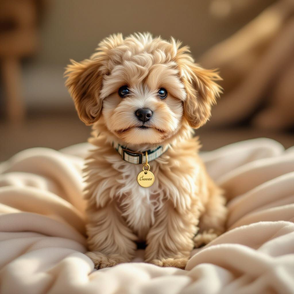 Adorable Fluffy Dog in Whimsical Illustration Style