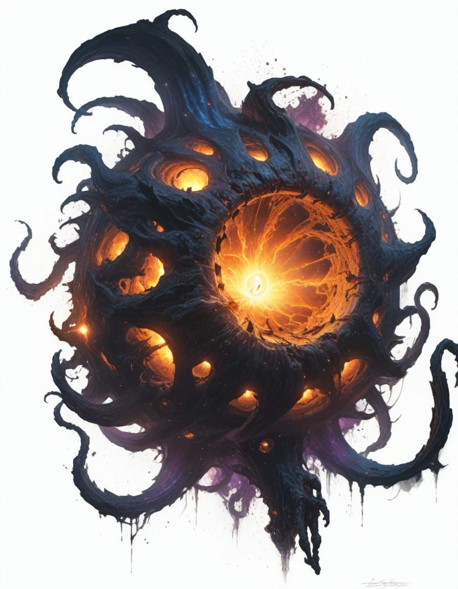 Ethereal Black Hole Entity Radiates Cosmic Fury