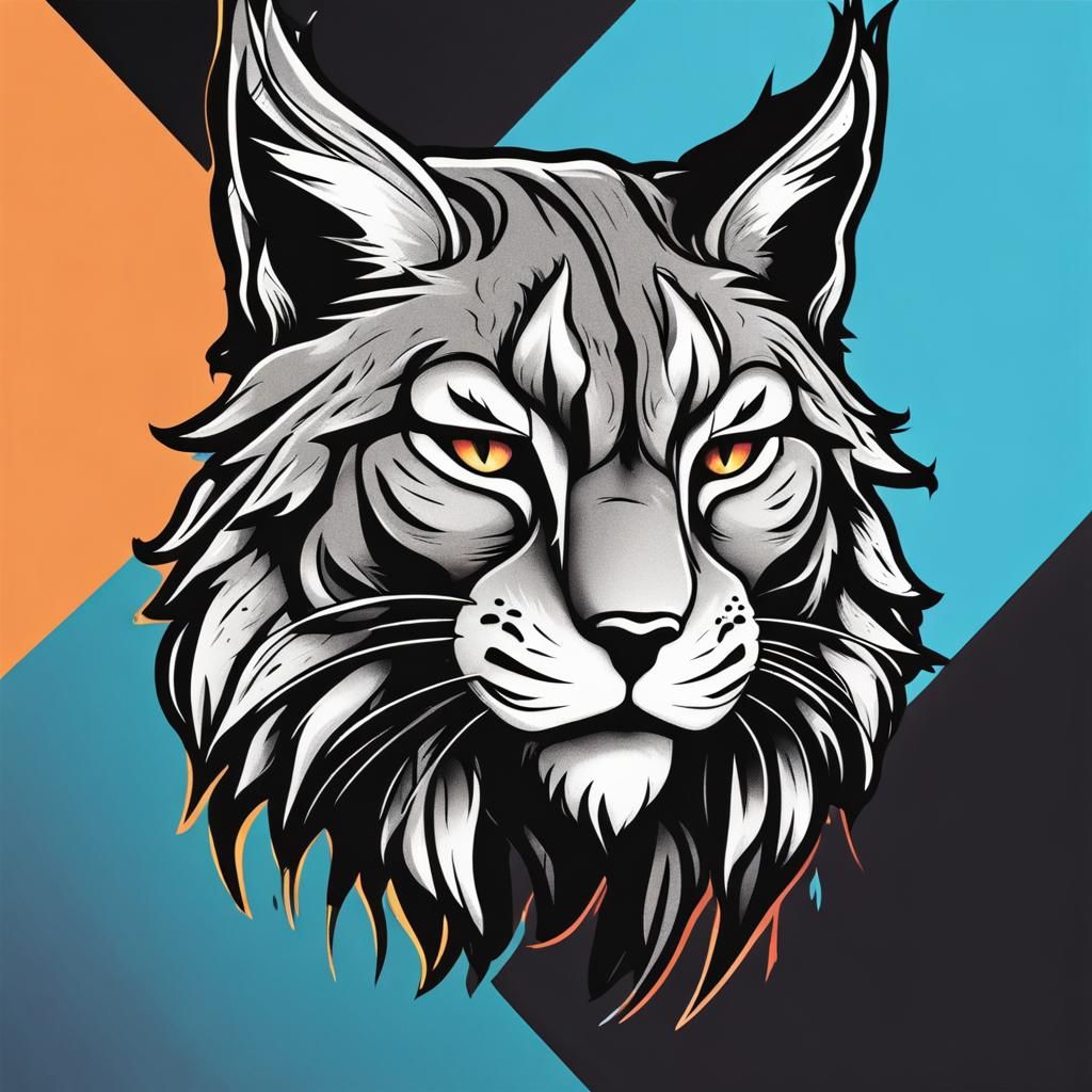 Lynx Silhouette Logo in Splash Art Style