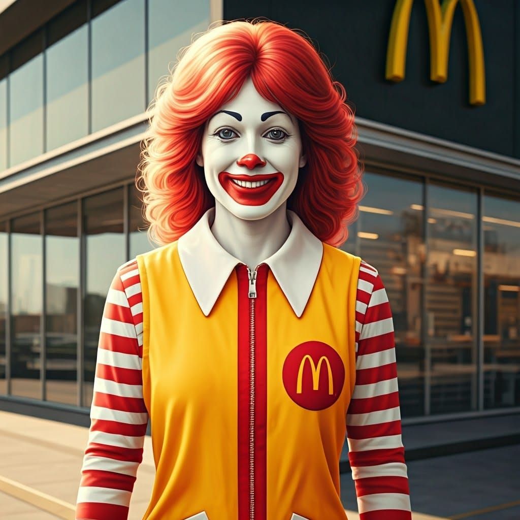 Ronald McDonald as Woman in Hyper-Realistic Photo