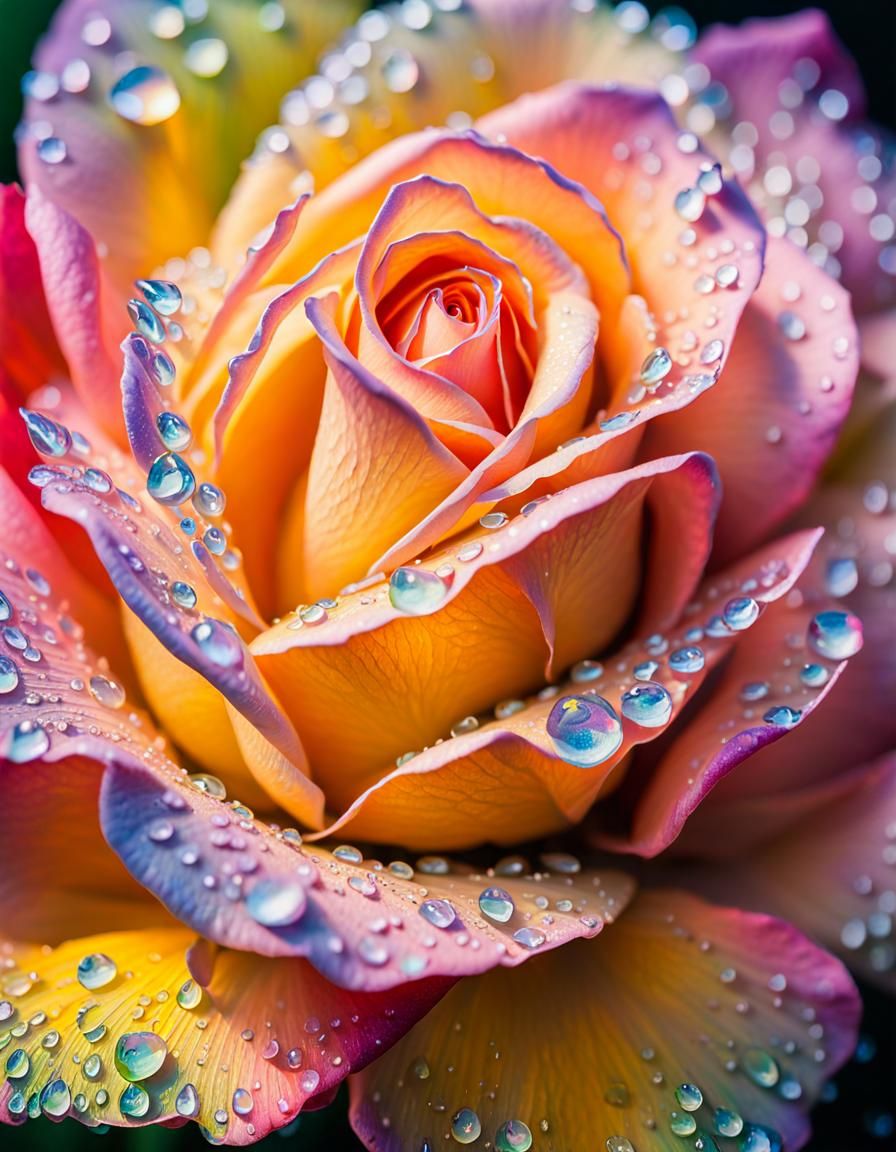 Opalescent Rose Macro in Impressionistic Style