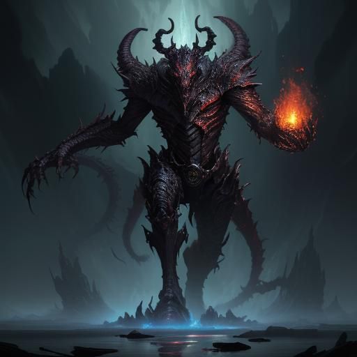 Demonic Dragon's Fiery Stomach: Dark Fantasy Art