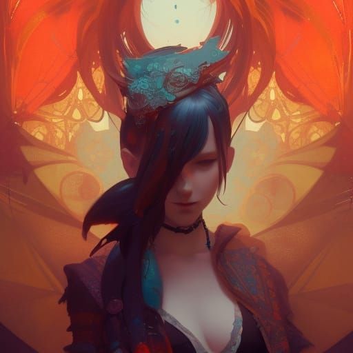 Hyperdetailed Goth Neko Girl Concept Art