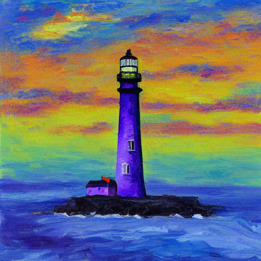 Neo-Expressionist Lighthouse Scene
