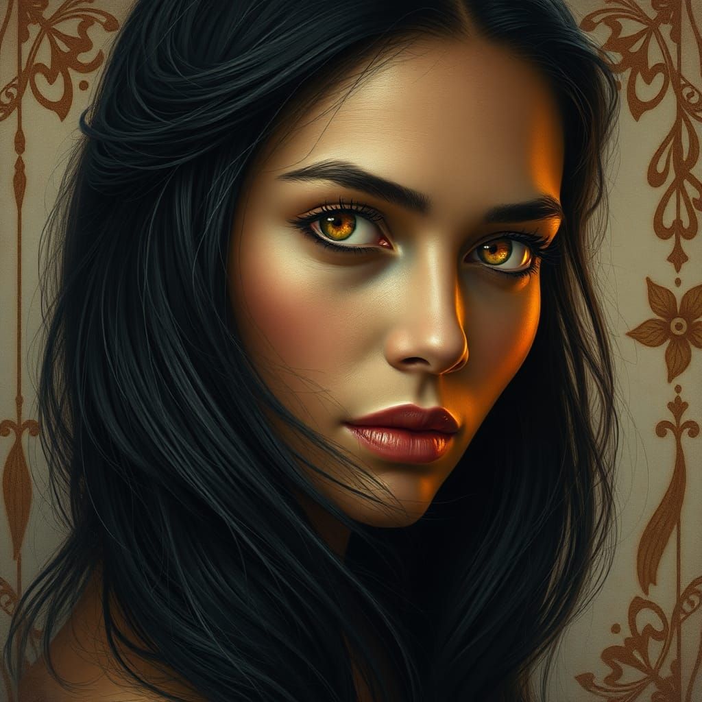 Golden-Eyed Woman in Ethereal Portrait Style