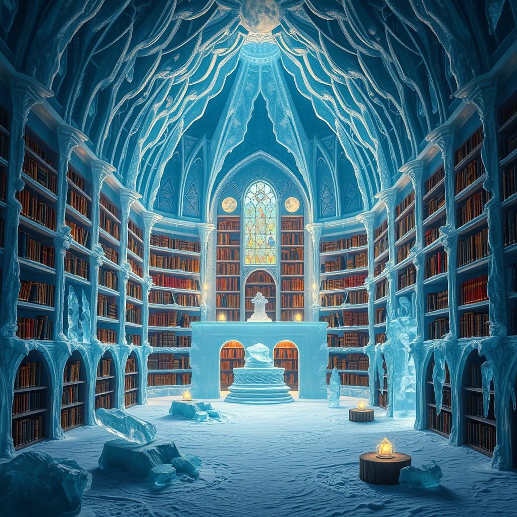 Ethereal Ice Library: A Masterpiece of Winter Wonder