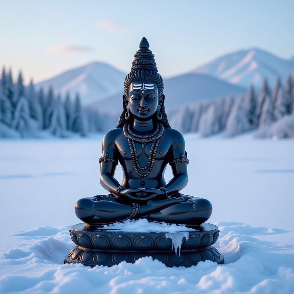 Icy Shiva Lingam Sculpture