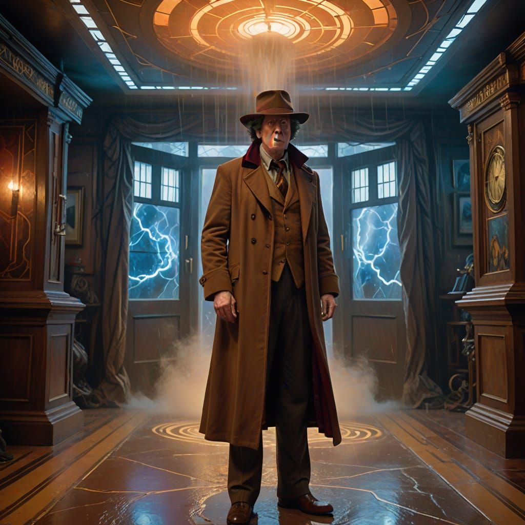 The Fourth Doctor in Ornate Sci-Fi Interior
