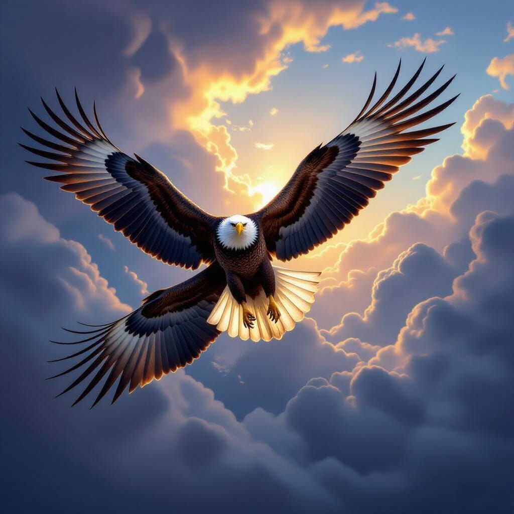 Majestic Eagle Soaring Through Stormy Sky