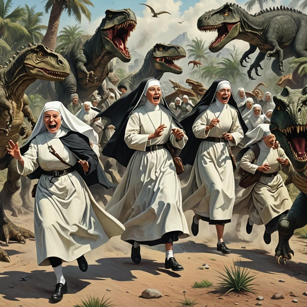 Nuns and Dinosaurs in a Thrilling Chase