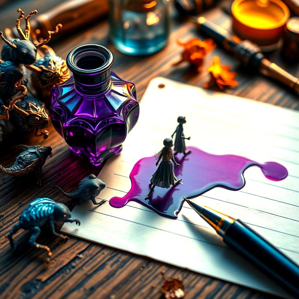 Impressionist Writer's Desk with Ink People