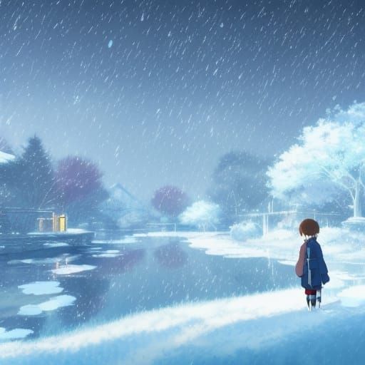 Snowy World in Ghibli Anime Style