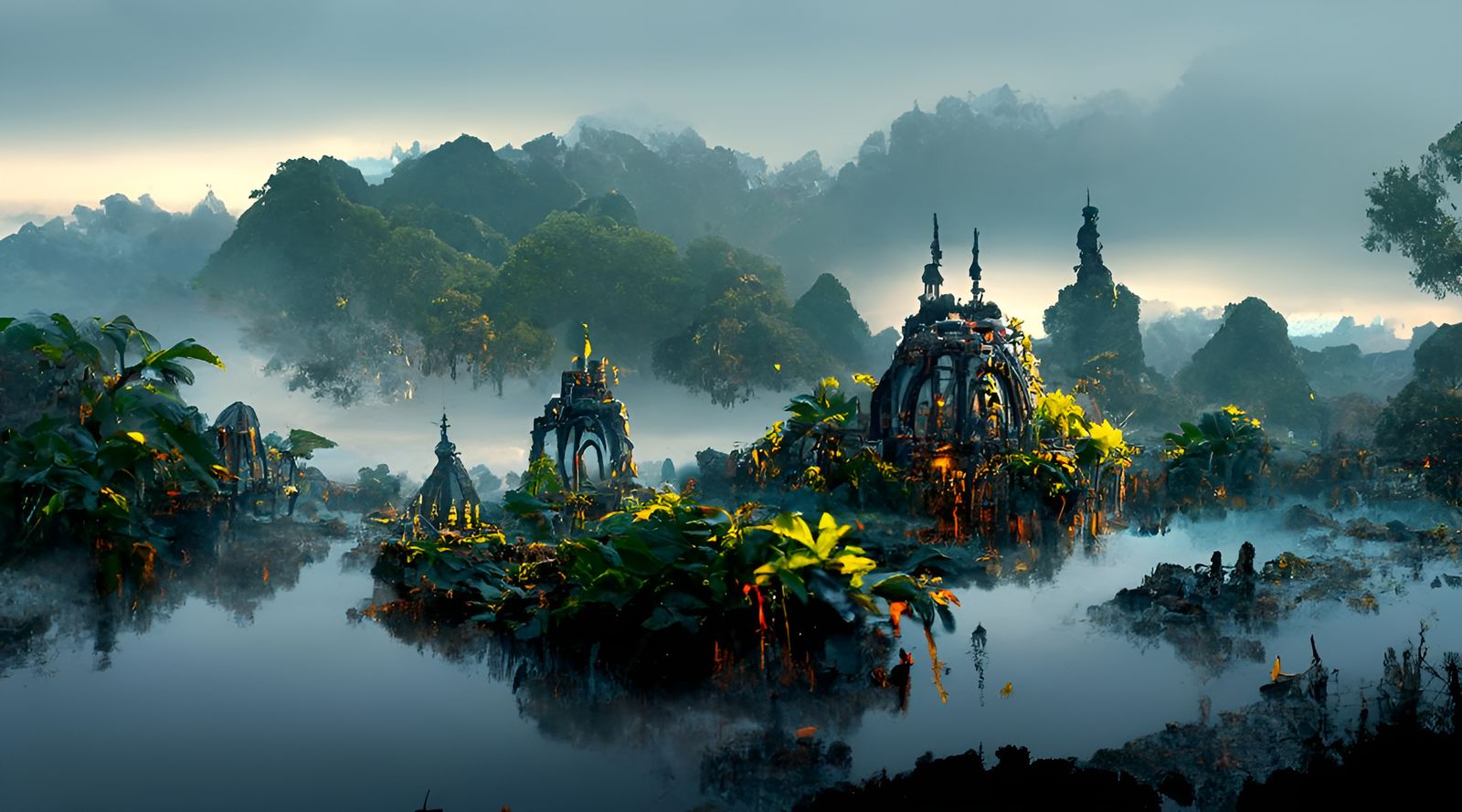 Jungle Temple at Dawn: a Matte Painting Masterpiece