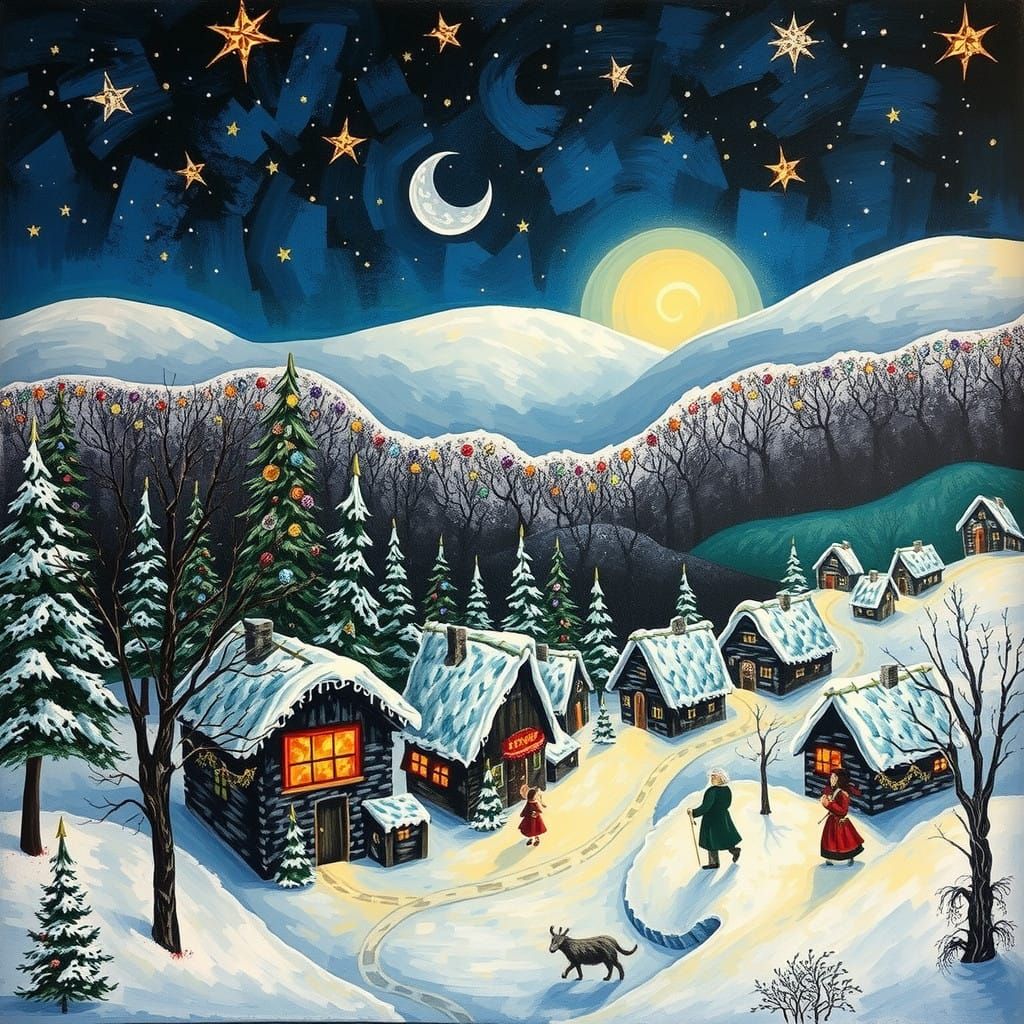 Whimsical Winter Wonderland in Dreamy Brushstrokes