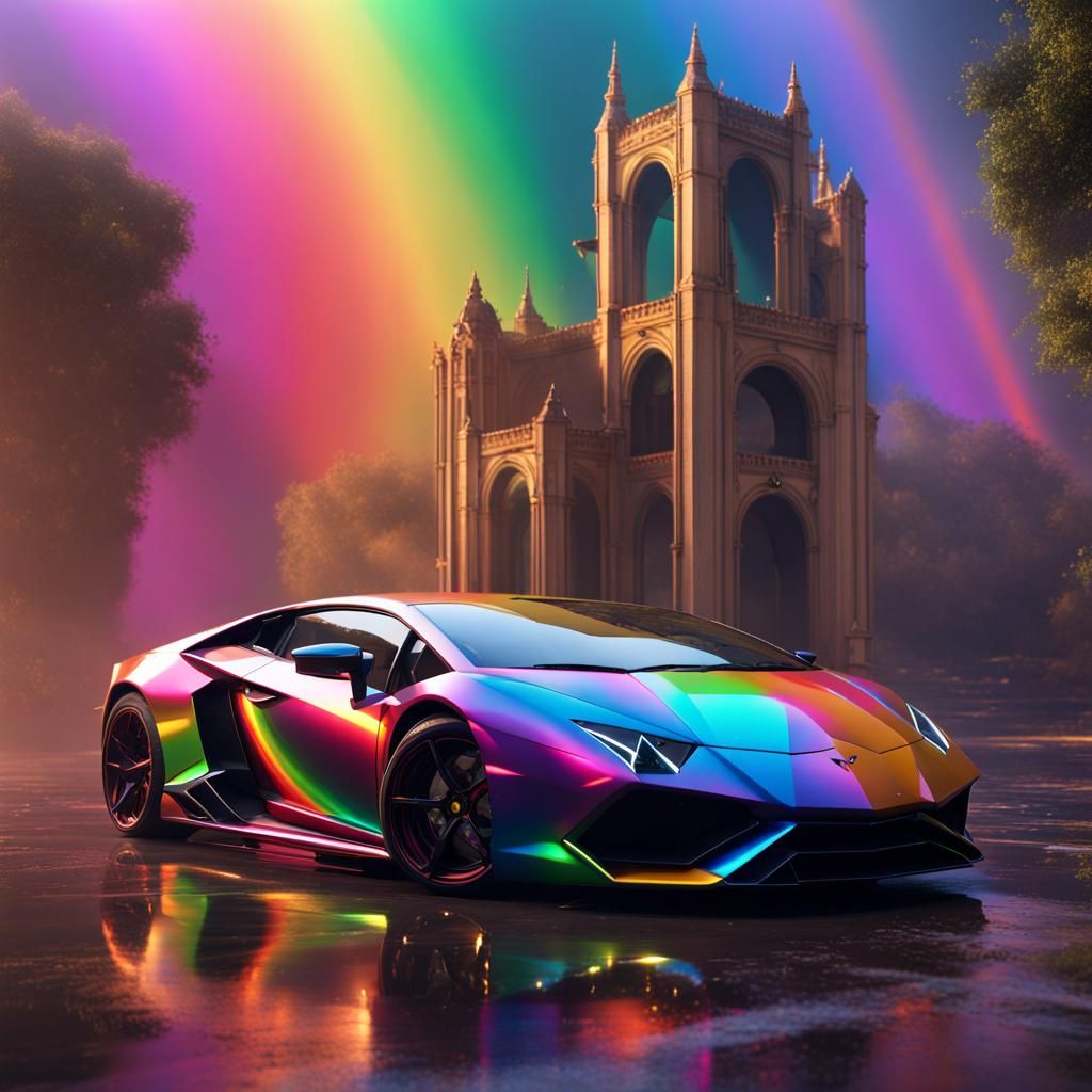 Rainbow Lamborghini in Detailed Matte Painting