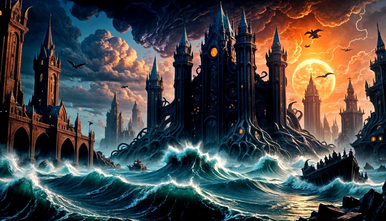 Cthulhu Metropolis Emerges from Ocean Depths