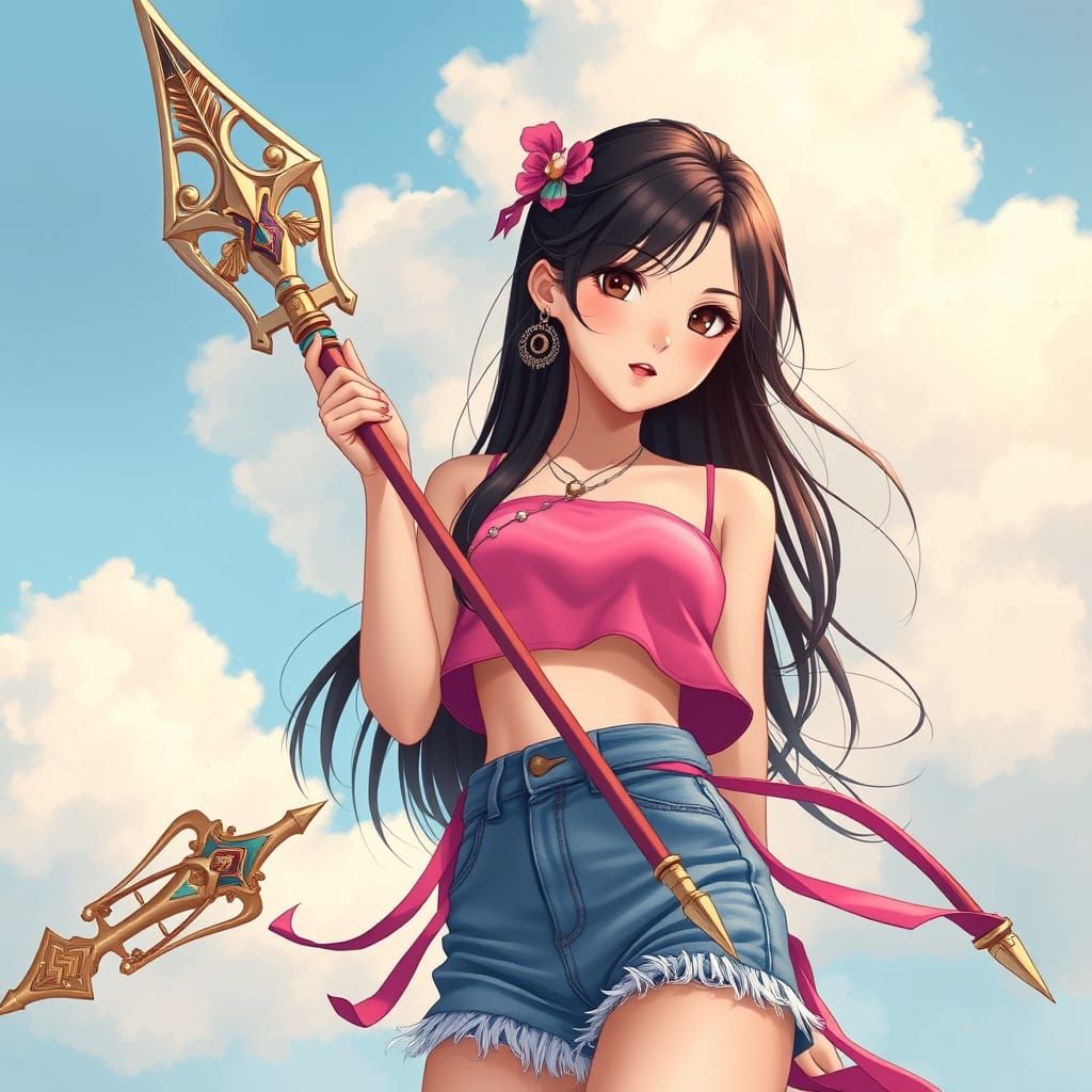 Korean Girl Warrior in Vibrant Colors