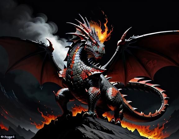 Fiery Dragon in Dynamic Fantasy Art Style